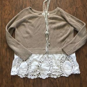 Lace bottom sweater